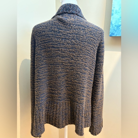Anthropologie Curio Sweater Velour Brown Stone Shell Buttons Cardigan - Size XL - Picture 7 of 9